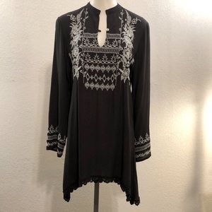 Kyla Seo Embroidered Black Tunic Dress